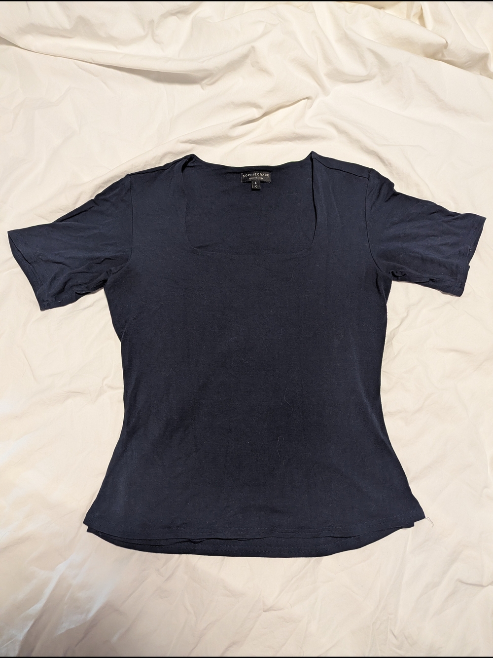 Sophiegrace Navy Scoop Neck Short Sleeve Tee